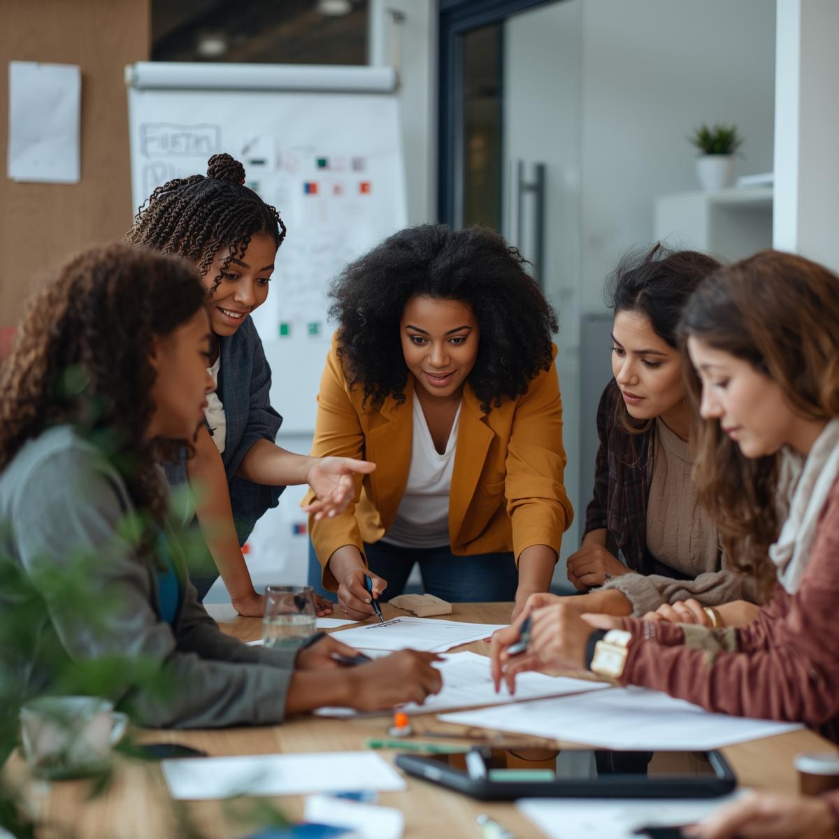 une équipe en train de co-construire, autour d’une table, en atelier d'intelligence collective Imaginez la joie d’une vie libérée du stress et pleine d’énergie